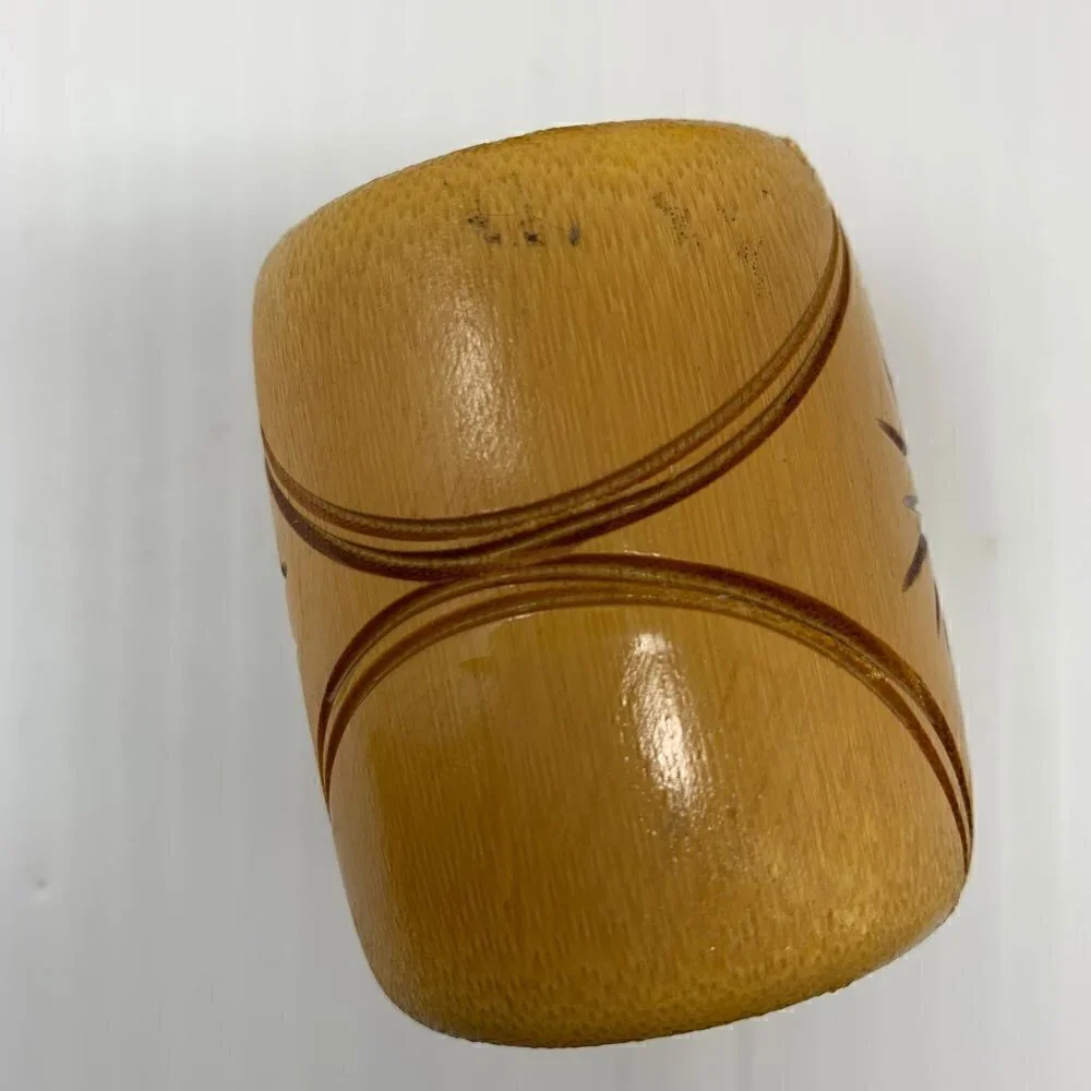 Bamboo Napkin Rings Etched Star Set of Six Vintage Wood Tableware Serving